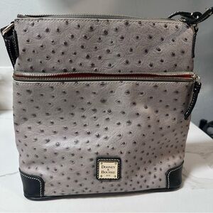Dooney & Bourke Grey Ostritch Letter Carrier Purse